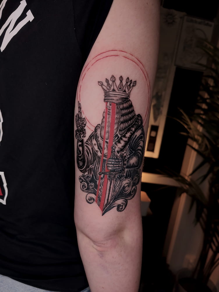Red spider lily color tattoo Uppsala Sweden
